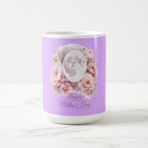 Pretty Mauve Moon Floral Mug 15oz – Gift for Mum