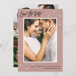 Pretty Mauve with White Dots Photo Save the Date
