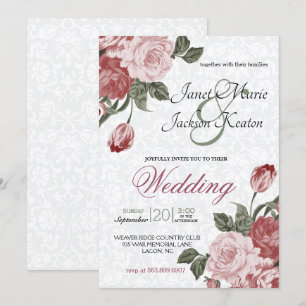 Pretty Mavue Wedding Flowers Invitation