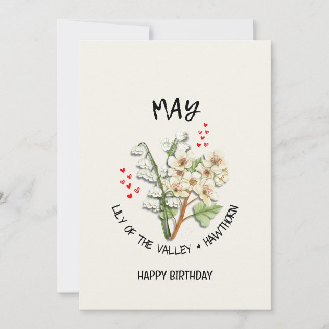 Pretty MAY Birth Month Flower Birthday Card (Front)