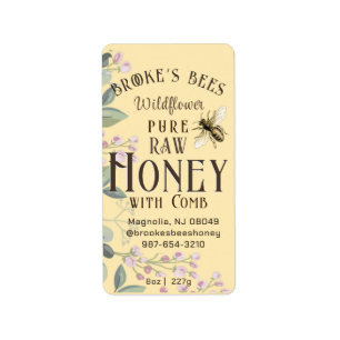Pretty Meadow Flowers & Bee Honey with Comb Label