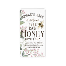 Pretty Meadow Flowers & Bee Honey with Comb Label