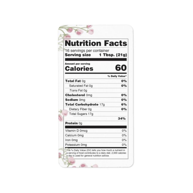 Pretty Meadow Flowers Honey Nutrition Label (Front)