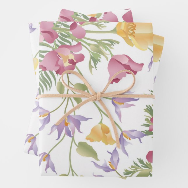 Pretty Meadow Flowers Pattern  Wrapping Paper Sheet (In situ)