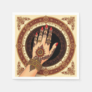 Pretty Mehndi Henna Tattoo Hand Napkin