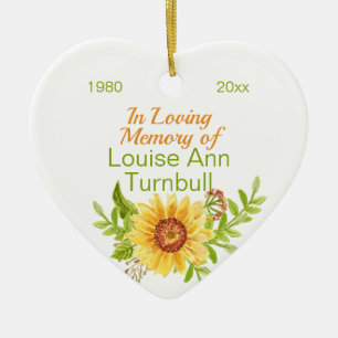 Pretty Memorial In Loving Memory Floral Sunflower Ceramic Tree Decoration