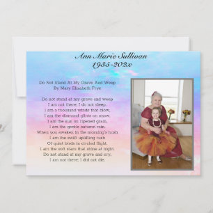 Pretty Memorial Poem with Photo Card