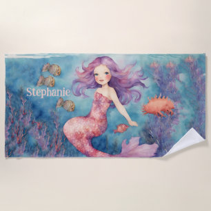 Pretty Mermaid Custom  Beach Towel