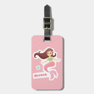 Pretty Mermaid Girl Personalised Travel Luggage Tag