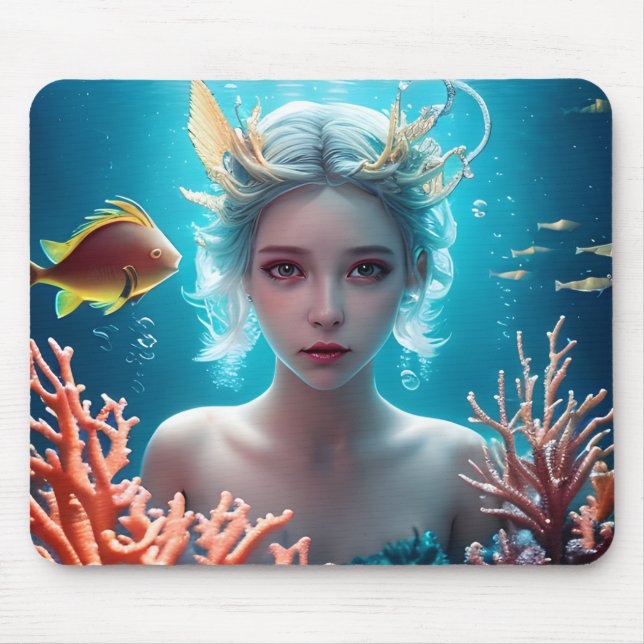 Pretty Mermaid in the Ocean Mouse Mat (Front)