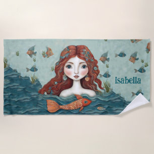 Pretty Mermaid Personalised Beach Towel