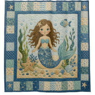 Pretty Mermaid Quilt Shower Curtain