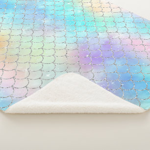 Pretty Mermaid Scales Ocean Sherpa Blanket