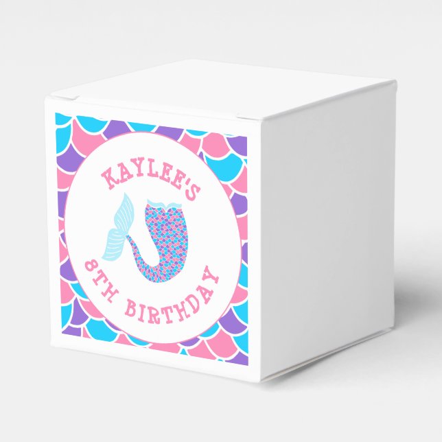 Pretty Mermaid Tail Girl Birthday Party Favour Box (Front Side)