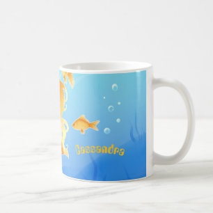 Pretty Mermaid with goldfish under water Coffee Mug