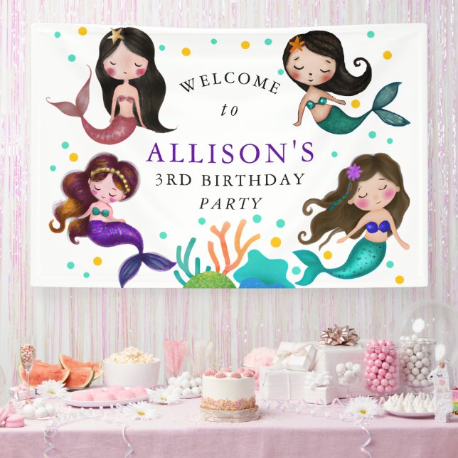 Pretty Mermaids Under the Sea Girls Birthday Party Banner (Party)
