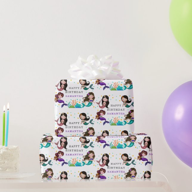 Pretty Mermaids Under the Sea Girls Birthday Wrapping Paper (Party Gifts)