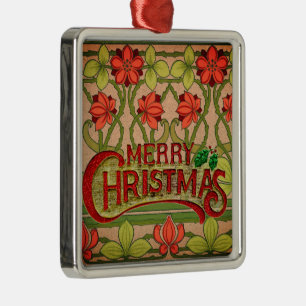 Pretty Merry Christmas Art Nouveau Victorian Metal Tree Decoration