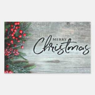 **PRETTY MERRY CHRISTMAS** CHRISTMAS RECTANGULAR STICKER