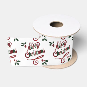 Pretty Merry Christmas Script Satin Ribbon