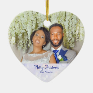 Pretty Merry Christmas Wedding Photo  Ceramic Tree Decoration