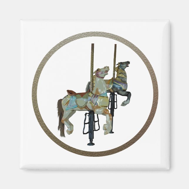 Pretty Merry Go Round Carousel Horse Magnet (Front)
