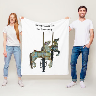 Pretty Merry Go Round Carousel Horses Fleece Blanket