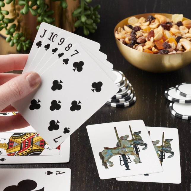 Pretty Merry Go Round Carousel Horses Playing Cards (In Situ)