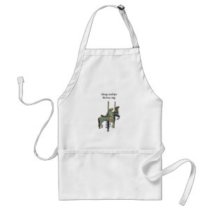 Pretty Merry Go Round Carousel Horses Pocket Standard Apron