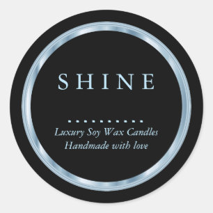 Pretty Metallic Baby Blue and Black  Classic Round Sticker