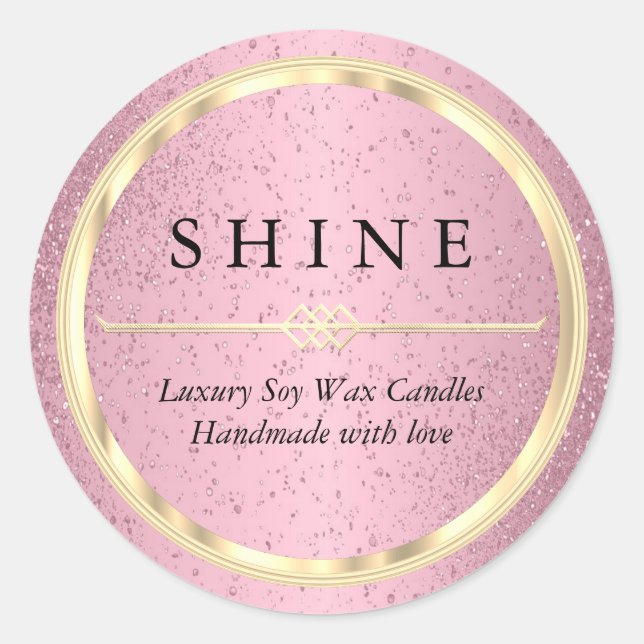 Pretty Metallic Gold and Pink Glitter Labels (Front)