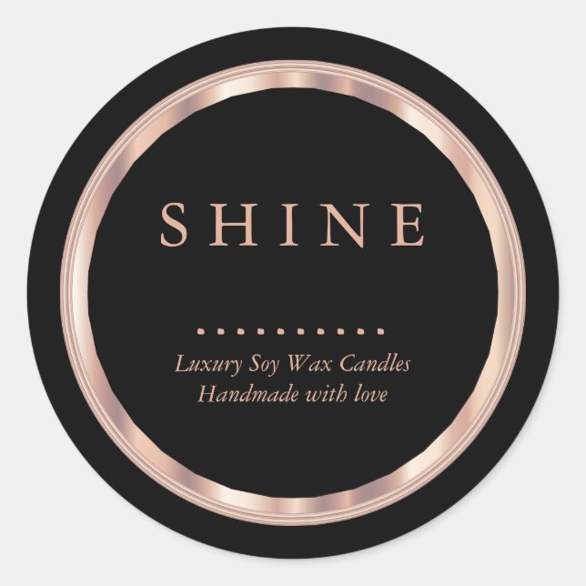 Pretty Metallic Rose Gold and Black Labels (Front)