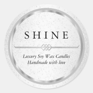 Pretty Metallic Silver and White Classic Round Sticker