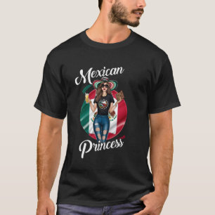 Pretty Mexican Princess Mexico Flag Patriotic Marg T-Shirt