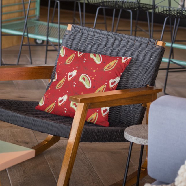 Pretty, Mid Century Modern, Red Abstract Pattern Outdoor Cushion (Creator Uploaded)