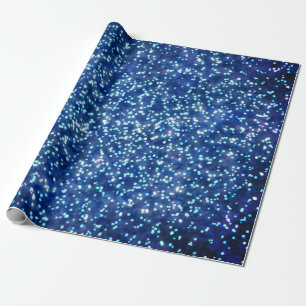 Pretty Midnight Blue Faux Glitter Design Wrapping Paper