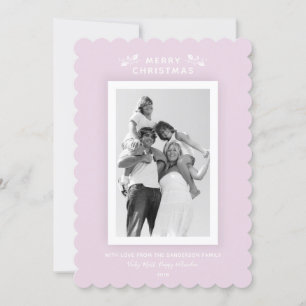 Pretty Millennial Pink Minimal Christmas Photo Holiday Card