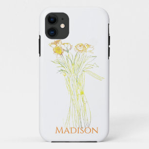 Pretty Minimal Modern Flower Outline For Women  iPhone 11 Case