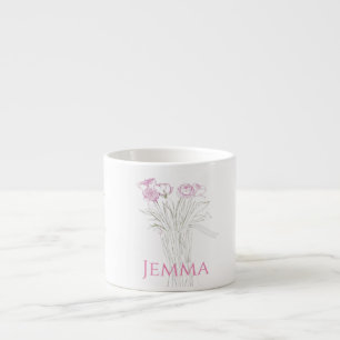 Pretty Minimal Modern Flower Outline For Women  Espresso Cup