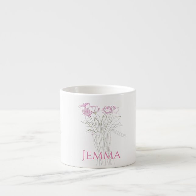Pretty Minimal Modern Flower Outline For Women  Espresso Cup (Front)