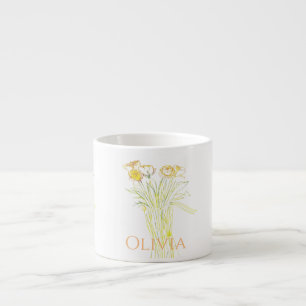 Pretty Minimal Modern Flower Outline For Women  Espresso Cup