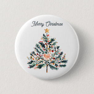 Pretty Minimalist Tole Style Christmas Tree 6 Cm Round Badge