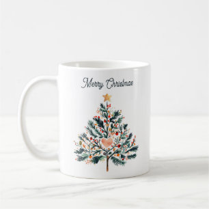 Pretty Minimalist Tole Style Christmas Tree Coffee Mug
