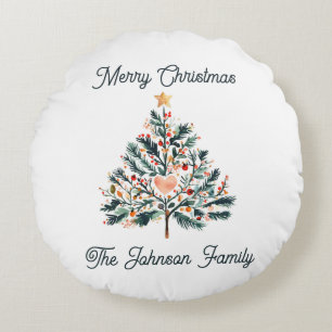 Pretty Minimalist Tole Style Christmas Tree Round Cushion