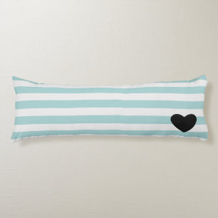 Pretty Mint and White Stripes Heart Body Cushion