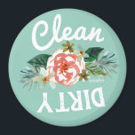 Pretty Mint Floral CLEAN DIRTY Dishwasher Magnet<br><div class="desc">You become the worst person in the world if you put dirty dishes in with clean ones. Now you can avoid that whole situation with an attractive mint floral magnet from BARBARIAN. //
 
 www.ifneedb.com // art for the wild-at-heart</div>