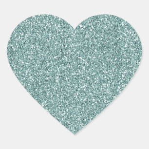 Pretty Mint Glitzy Glam Sparkle Glitter Heart Sticker