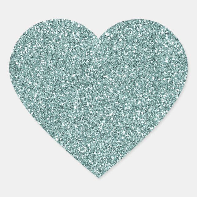 Pretty Mint Glitzy Glam Sparkle Glitter Heart Sticker (Front)