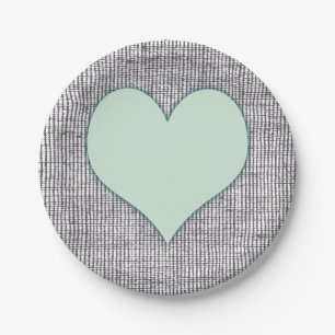 Pretty Mint Green Heart Garden Paper Plate
