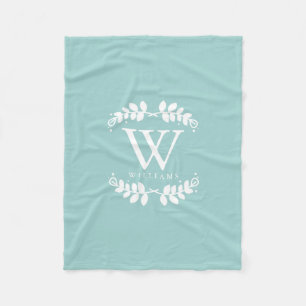 Pretty Mint Green Monogram Fleece Blanket
